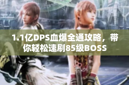 1.1亿DPS血爆全通攻略，带你轻松速刷85级BOSS