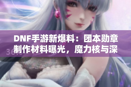 DNF手游新爆料：团本勋章制作材料曝光，魔力核与深海结晶齐上阵