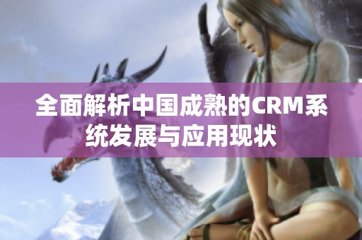 全面解析中国成熟的CRM系统发展与应用现状