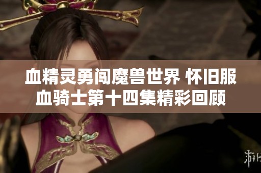 血精灵勇闯魔兽世界 怀旧服血骑士第十四集精彩回顾