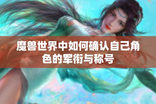 魔兽世界中如何确认自己角色的军衔与称号