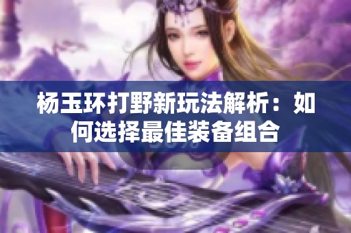杨玉环打野新玩法解析：如何选择最佳装备组合
