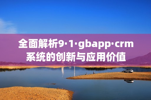 全面解析9·1·gbapp·crm系统的创新与应用价值