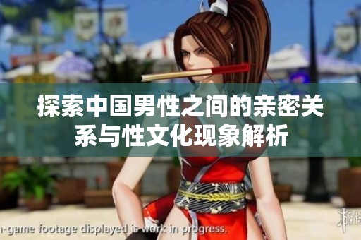 探索中国男性之间的亲密关系与性文化现象解析