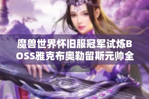 魔兽世界怀旧服冠军试炼BOSS雅克布奥勒留斯元帅全攻略分析