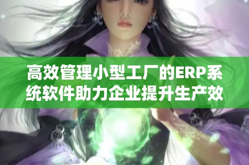 高效管理小型工厂的ERP系统软件助力企业提升生产效率