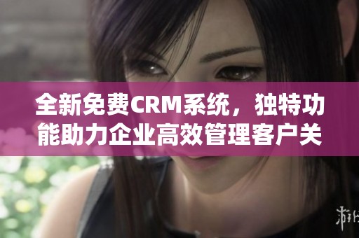 全新免费CRM系统，独特功能助力企业高效管理客户关系